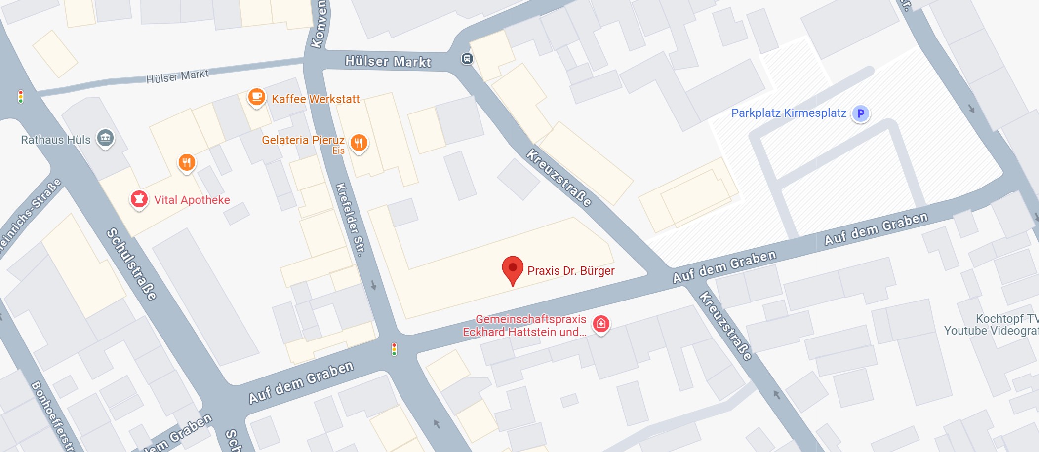 Anfahrt zur Praxis Dr. Corinna Bürger, Krefeld-Hüls
